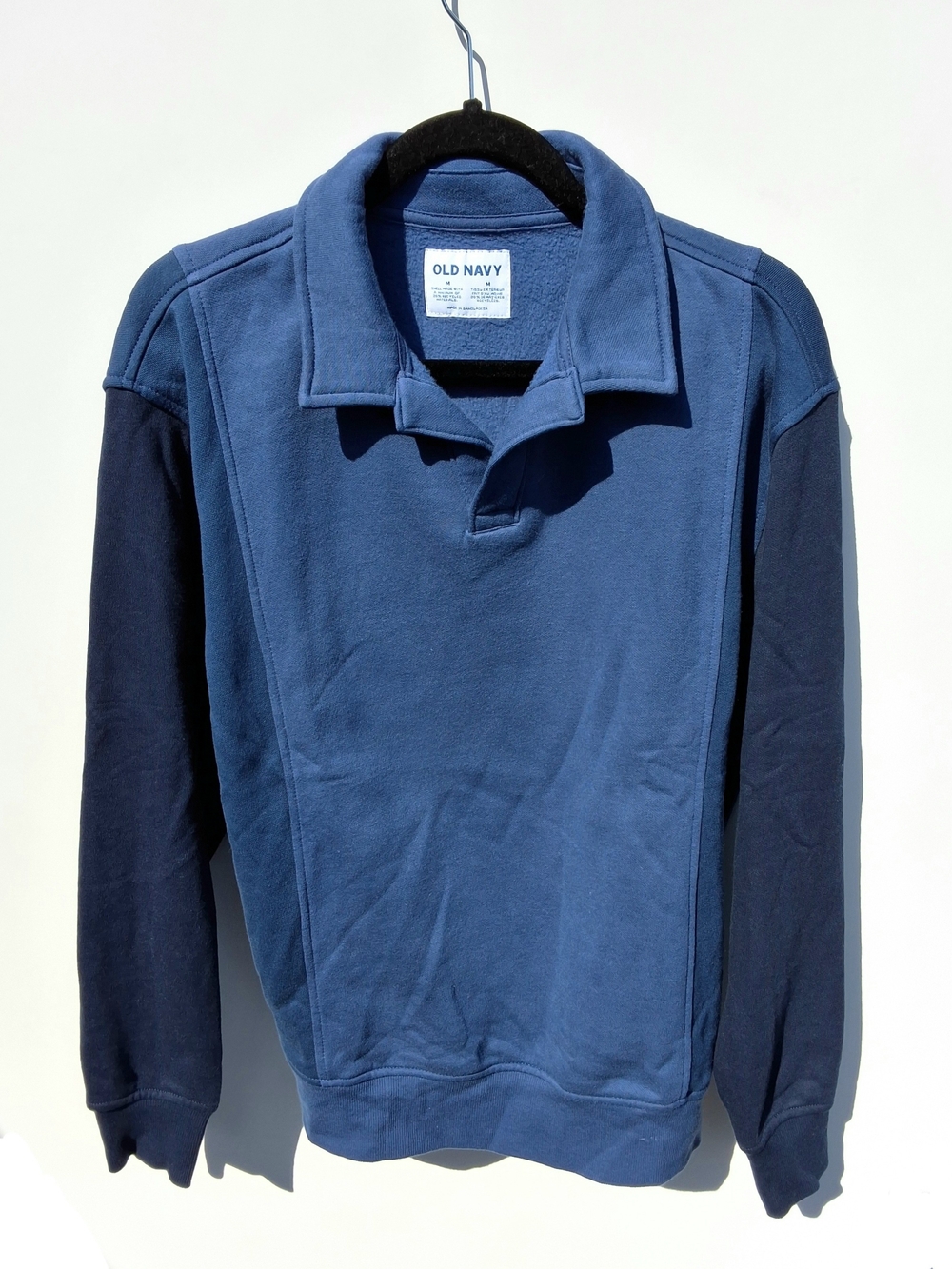 Old Navy Rotation Fleece Color-Block Polo Sweater - Blue/Navy (Size M)